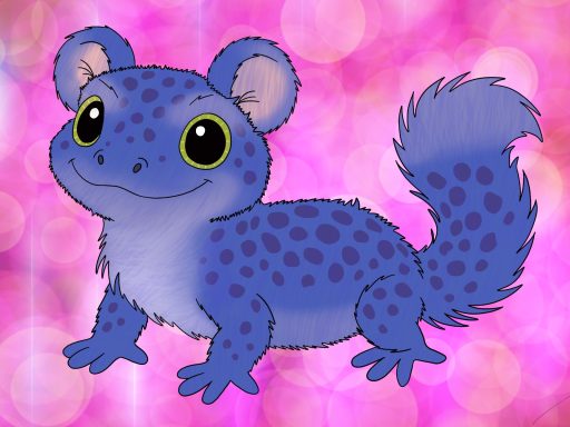A blue furry gecko like creature